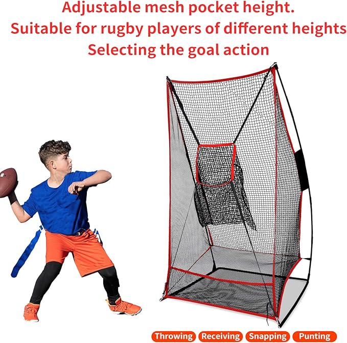 Football Kicking Net - Portable Practice Net with Target Zone for Backyard Punting Passing Snapping Accuracy - Sideline Training Tool for Improving Skills & Confidence for Adults Kids