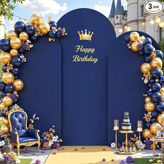 Navy Blue Arch Cover 3 Set - 6FT, 6.6FT, 7.2FT Navy Blue Arch Backdrop Cover Spandex Wedding Arch Stand Covers for Baby Shower Birthday Party Wedding Bridal Shower Banquet Photo Background Decorations