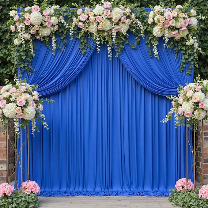 20ft x 10ft Wrinkle Free Royal Blue Backdrop Curtain for Party, Polyester Royal Blue Photo Backdrop Drapes 4 Panels 5x10ft for Birthday Photography Background Weddings Baby Shower Party