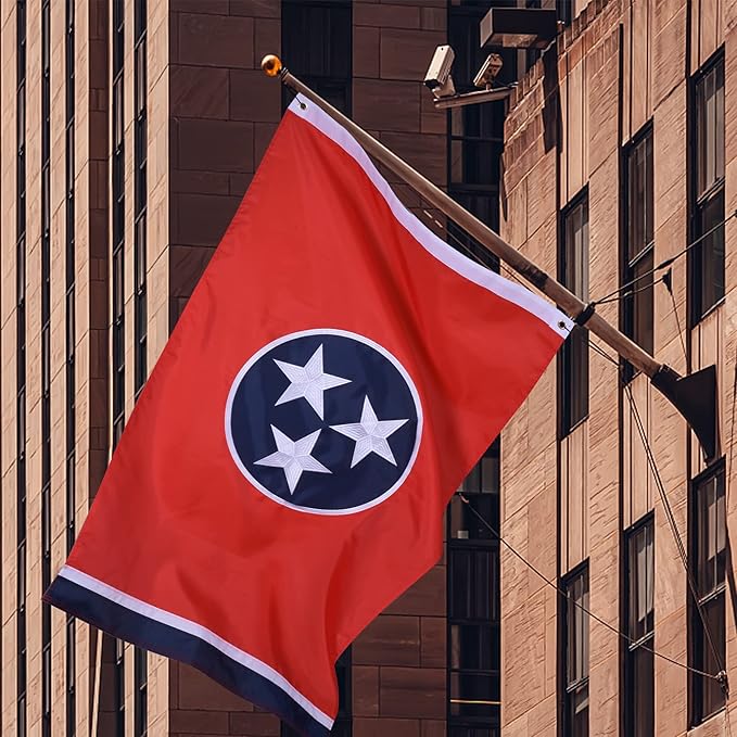 Tennessee State Flag 4x6 Ft, Deluxe Embroidered Heavy Duty Polyester Durable TN Outside Flags, Indoor/Outdoor, Sewn Stripes and Brass Grommets