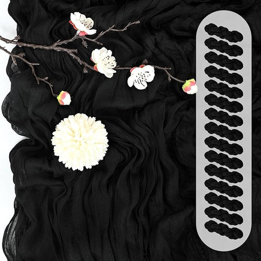 15 Pack Black Cheesecloth Table Runner 17 x 108 Inch Fall Thanksgiving Boho Rustic Farmhouse Gauze Cheese Cloth Runner for Wedding Party Baby Shower Home Decor Holiday Decorations