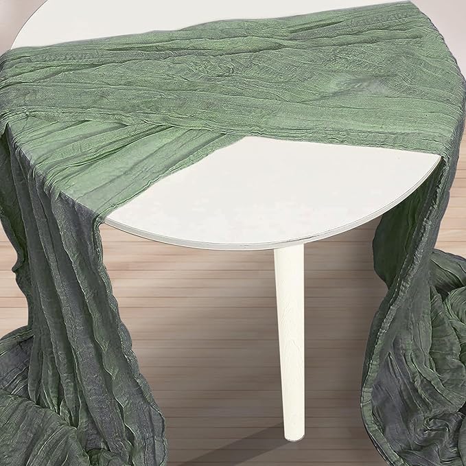 10 Pack Sage Green Cheesecloth Table Runner 35x120 Inch 10Ft Rustic Gauze Cheese Cloth Table Runner Sheer Cheesecloth Table Runners for Wedding Party Bridal Shower Decoration