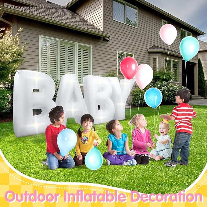 7.2FT Baby Shower Decorations Inflatable Baby Light Up Marquee Letters Decor for Girl Boy Large Baby Letter for Baby Shower Gender Reveal Party Birthday Decorations