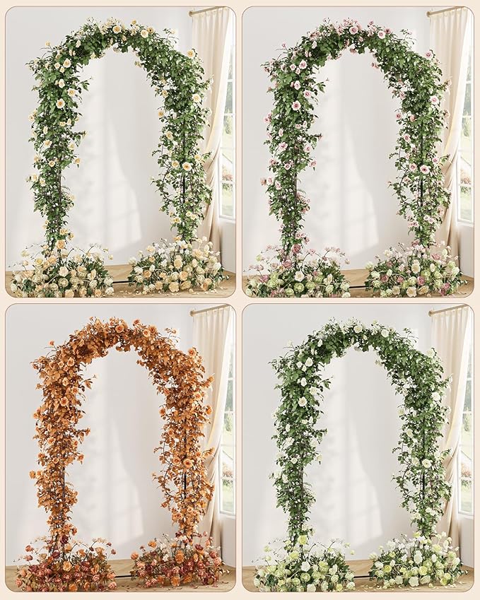 Wedding Arch, Metal Arch Backdrop Stand, Balloon Arch Stand Wedding Frame for Ceremony Decoration (Black, 7.2FT Arch Backdrop)