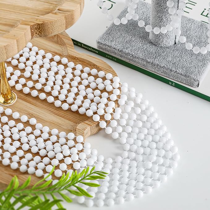 200 PCS Beaded Necklace, 33" Mardi Gras Beads, White Bead Necklace Bulk, Mardi Gras Party Costume Accessories Parade Throws Beads Bulk for Wedding Pirate Party Favors Supplies Decor