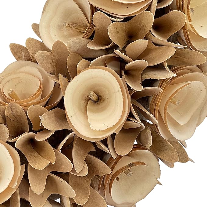 Galt International 18” Natural Woodchip Rose Harvest Wreath - Intricate Front Door Wreath - Beautiful Indoor and Outdoor Wreath for Any Season Rustic Farm Home Decor - 18” Round Wreath (Natural)