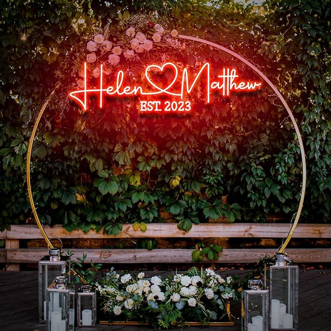 Custom Wedding LED Neon Sign with Date, Personalized Couple Names with Heart Neon Light Up Sign Customizable for Home Wedding Engagement Party Backdrop Wall Décor
