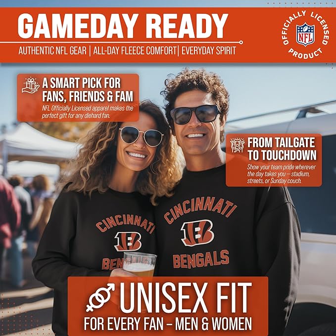 Team Fan Apparel NFL Adult Gameday Football Crewneck Sweatshirt - Cotton Blend - Stay warm, comfortable & stylish on game day
