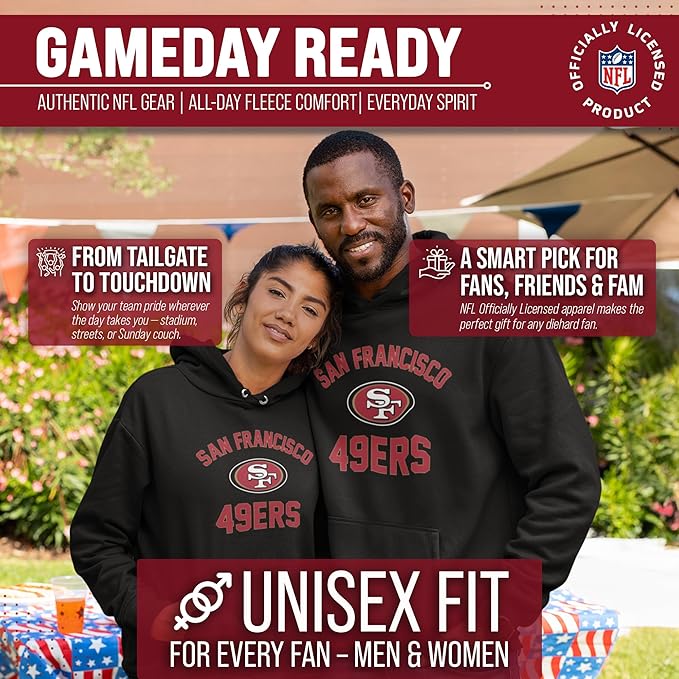 Team Fan Apparel NFL Adult Gameday Hooded Sweatshirt - Poly Fleece Cotton Blend - Stay Warm and Represent Your Team in Style