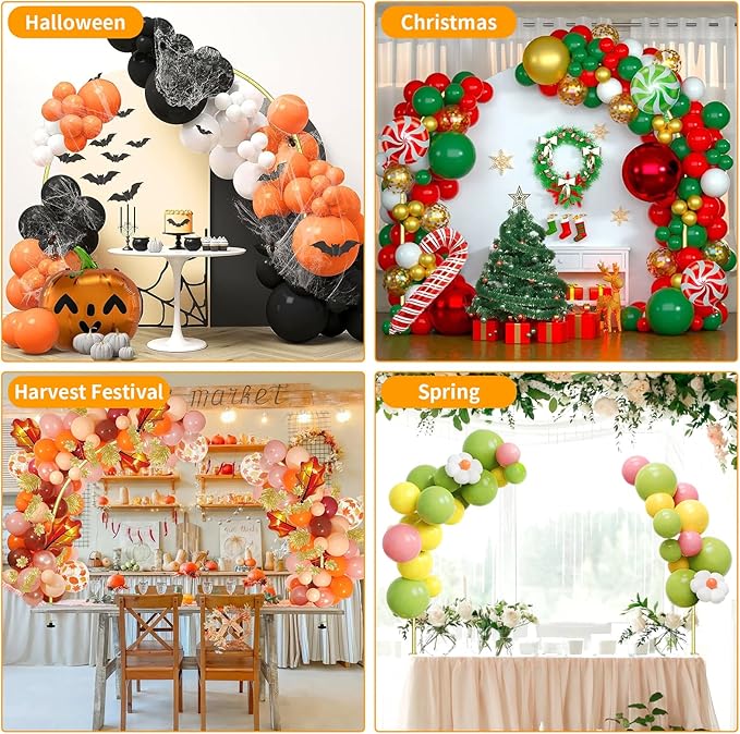 Metal Balloon Arch Kit for Tabletop, 5.3Ft & 4.7Ft Over The Table Rod Stand with Clamps and Half Arch Balloon Stand for Garden Wedding, Birthday, Baby Shower, Christmas, Halloween Decorations, Gold