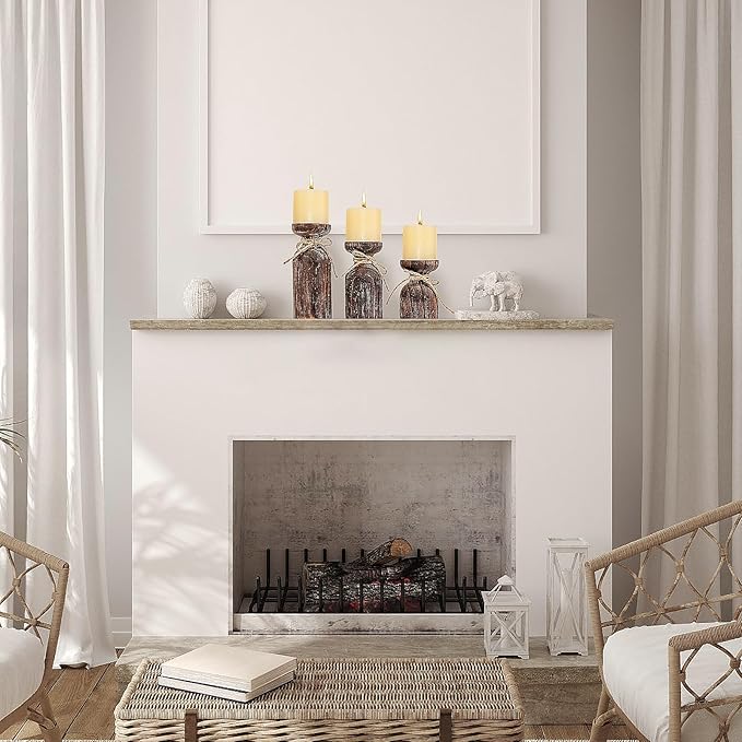 Farmhouse Wooden Candle Holders for Pillar Candles, Brown Distressed Set of 3 Rustic Wood Pillar Wood Candle Stands with Hemp Rope Bow Table Centerpiece Decor for Fireplace, Living, and Dining Room