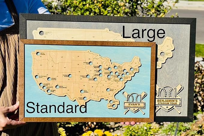 Custom Football Stadium Map Tracker – Personalized Travel Gift for Football Fans, Men, Fathers Day, Retirement, Football Wall Decor (Standard & Large Sizes)