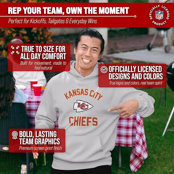 Team Fan Apparel NFL Adult Gameday Hooded Sweatshirt - Poly Fleece Cotton Blend - Stay Warm and Represent Your Team in Style