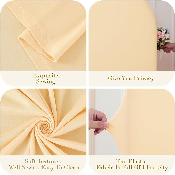 Champagne Photo Arch Backdrop Cover Set of 2 for Party Spandex 7.2 and 6ft Arch Covers Stretchy Backdrop Wedding Arch Stand Covers for Birthday Bridal Shower Ceremony Banquet Background Decorations
