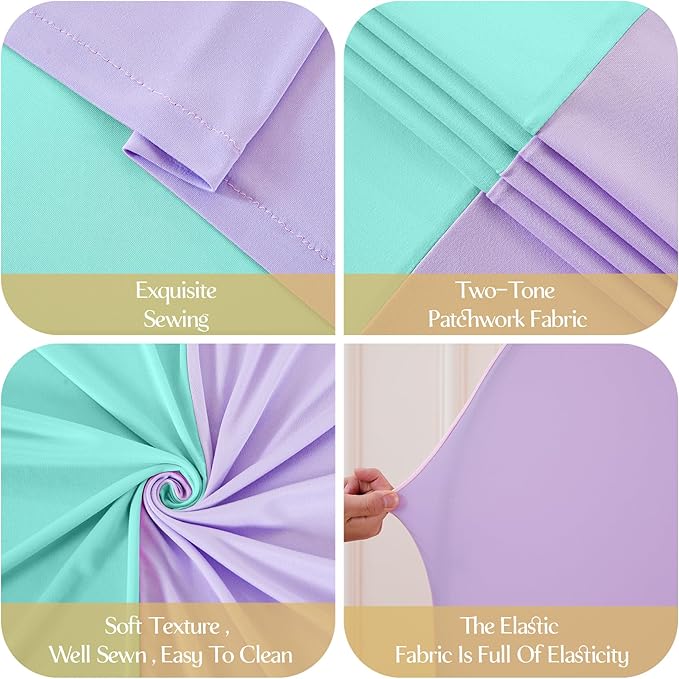 Blue and Purple Photo Arch Backdrop Cover Set of 2-7.2ft and 6ft Arch Covers Stretchy Backdrop Spandex Mermaid Theme Arch Stand Covers for Girls Birthday Party Wedding Banquet Background Decorations