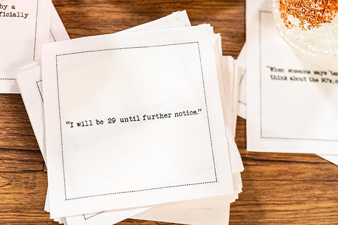 Five Star Funny 30th Birthday Quotes | White Cotton Cocktail Napkins | 50 Luxury Disposable Beverage Napkins with Witty Bar Quotes | Drink Napkins for Parties, Bars, Weddings & Game Nights