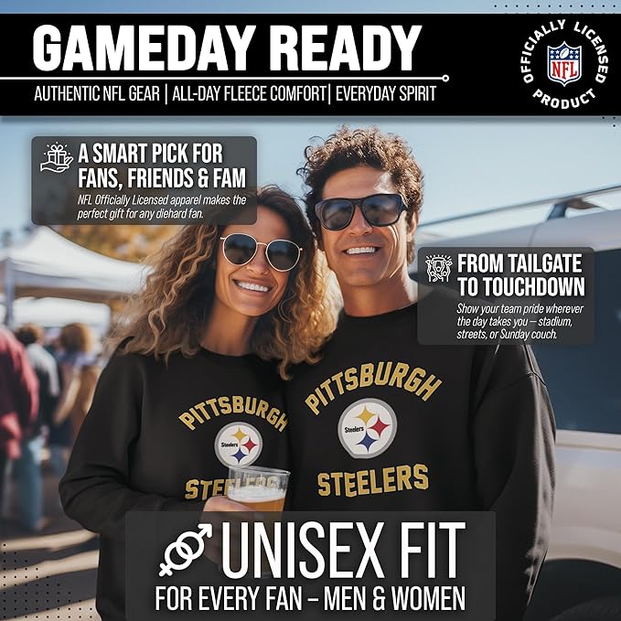 Team Fan Apparel NFL Adult Gameday Football Crewneck Sweatshirt - Cotton Blend - Stay warm, comfortable & stylish on game day