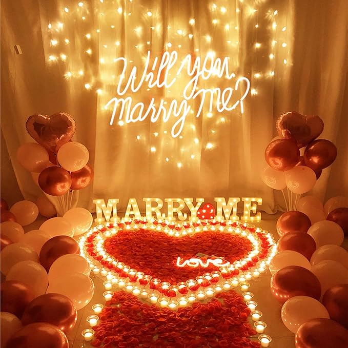 Will You Marry Me Neon Sign for Wedding Party Backdrop Marry Me Light Up Letters for Wall Decor Neon LED Signs for Marriage Proposal Valentine's Day Decorations 21.7x13.8 Inch (warm white)