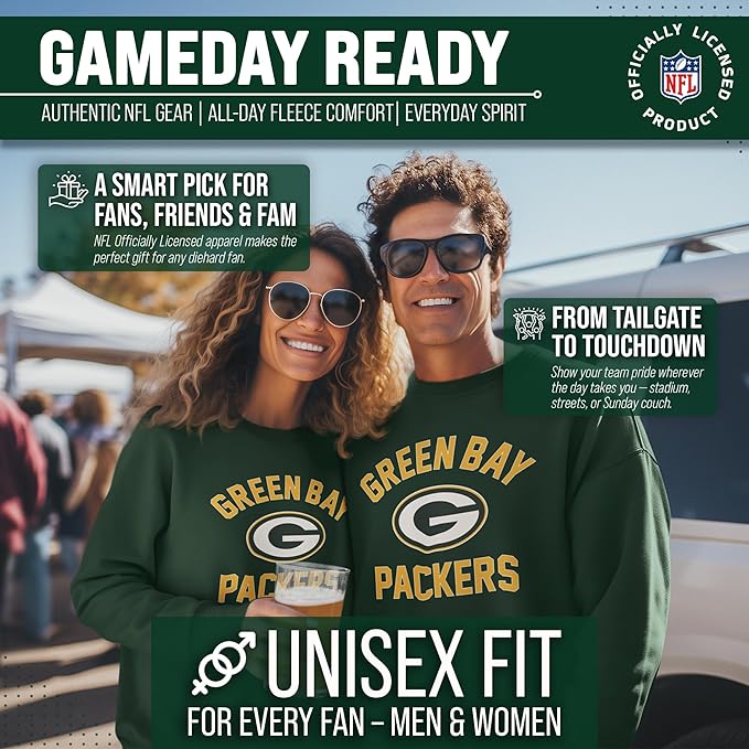 Team Fan Apparel NFL Adult Gameday Football Crewneck Sweatshirt - Cotton Blend - Stay warm, comfortable & stylish on game day