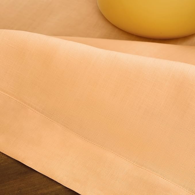 Solino Home Linen Tablecloth for Rectangle Tables 60 x 108 Inch - 100% Pure Linen Peach Table Cloth - Fete, Machine Washable Cloth Tablecloth for Valentines, Spring, Easter