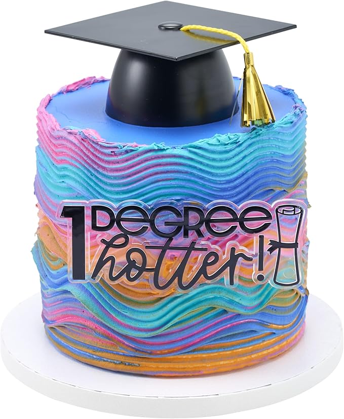 DecoPac Black Grad Cap with Tassels Cake Topper, Elegant Graduation Hat Cake Decoration, Food Safe, Pack of 12 (22422)
