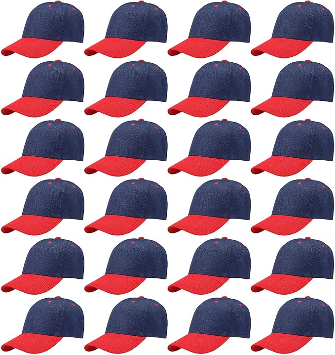 Falari 24/144 Pack Unisex Baseball Cap Bulk Wholesale Plain Blank Hat Adjustable Size