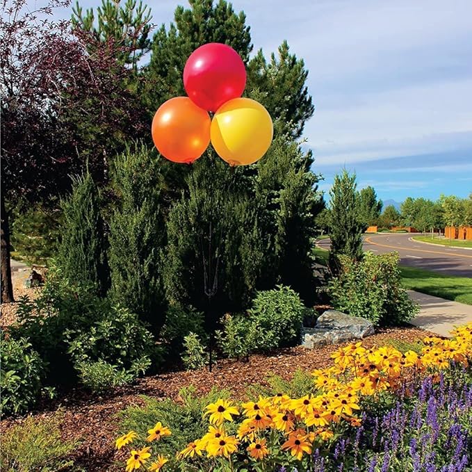 Weatherproof Reusable Balloon Triple Cluster Pole Kit - Helium Free Plastic Outdoor Balloons