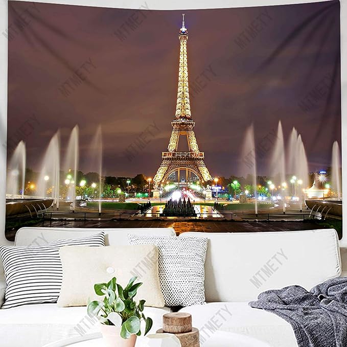 Paris Eiffel Tower Square Photo Props Backdrop for Romantic Love Theme Party 10x7FT One Night in Paris Photo Props Wall Photography Background BJHXME211