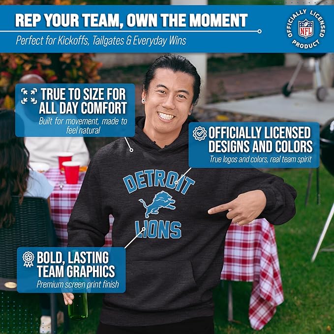 Team Fan Apparel NFL Adult Gameday Hooded Sweatshirt - Poly Fleece Cotton Blend - Stay Warm and Represent Your Team in Style