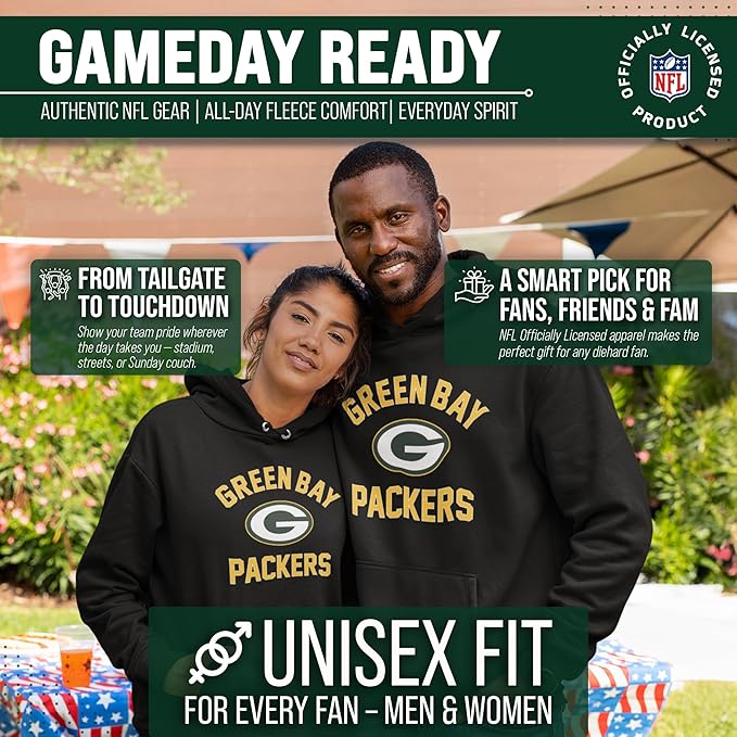 Team Fan Apparel NFL Adult Gameday Hooded Sweatshirt - Poly Fleece Cotton Blend - Stay Warm and Represent Your Team in Style