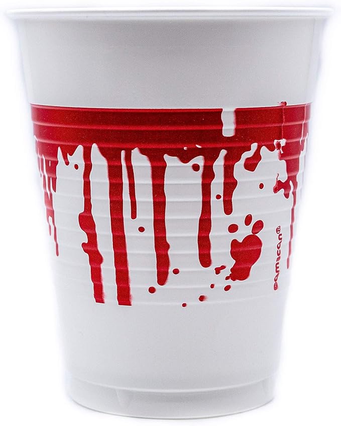 Stephanie Imports Halloween Bloody Hands Tableware Pack! Disposable Paper Plates, Napkins, Cups & Table Cover Set for 16