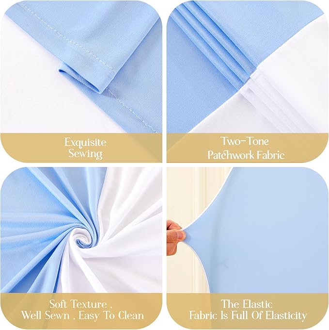 White and Blue Arch Backdrop Cover 6FT 5FT 4FT Arch Covers Stretchy Backdrop Set of 3, Wedding Arch Cover Spandex Fitted Double-Color Fabric Arch Covers for Party Baby Shower Birthday Decoration