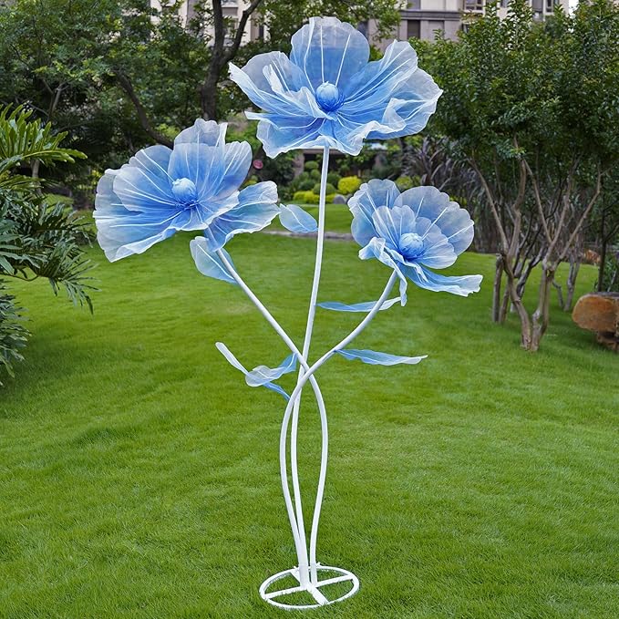 Giant Flowers for Decoration,Artificial Silk Flowers with Stand,Large Fake Floral Decor for Home Garden,Indoor Outdoor Party Birthday Wedding Backdrop (Gradient Blue)