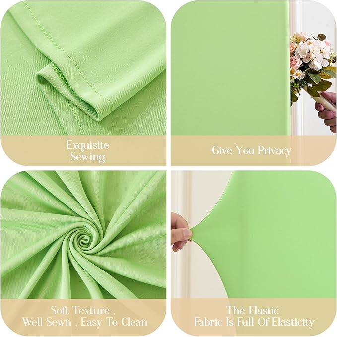 Boho Arch Backdrop Cover 8FT 7.2FT 6.6FT Stretchy Wedding Arch Covers Set of 3 Spandex Fitted Sage Green Light Green Cream Fabric Backdrop Cover for Party Baby Shower Birthday Decoration
