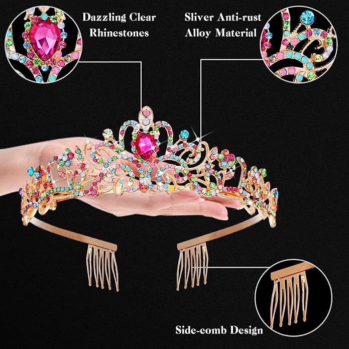 BBTO 10 Pcs Crystal Tiara and Crowns for Women Girls Princess Rhinestone Crown Queen Headbands with Combs Bride Tiaras for Christmas Birthday Party Gifts Wedding Prom Hair Accessories