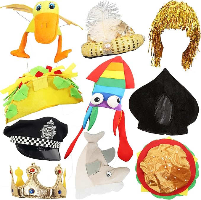 KEPATO Funny Party Hats Halloween Costume Hats, Assorted Bulk Photo Booth Props, Holiday Birthday Dress Up Accessories