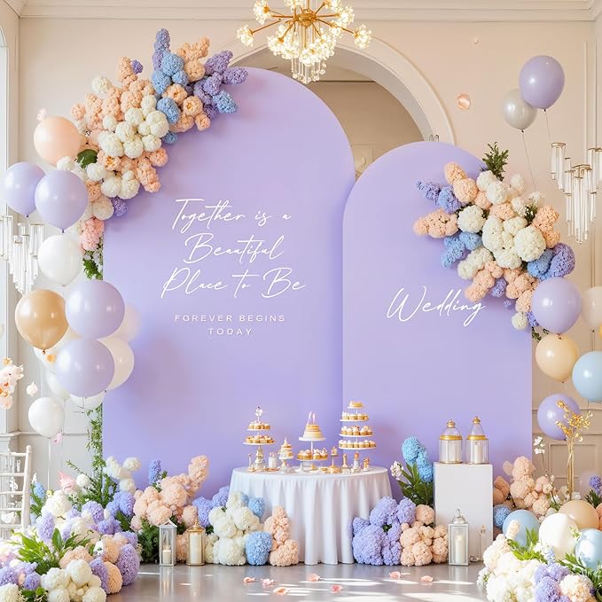 Blue and Purple Photo Arch Backdrop Cover Set of 2-7.2ft and 6ft Arch Covers Stretchy Backdrop Spandex Mermaid Theme Arch Stand Covers for Girls Birthday Party Wedding Banquet Background Decorations