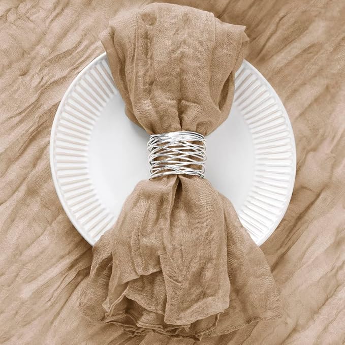 100 Pack Nude Cheesecloth Napkins Spring Cloth Napkins Set of 100 Coffee Dinner Napkins Bulk 21x21 Inches for Wedding Bridal Shower Baby Shower Valentine's Day