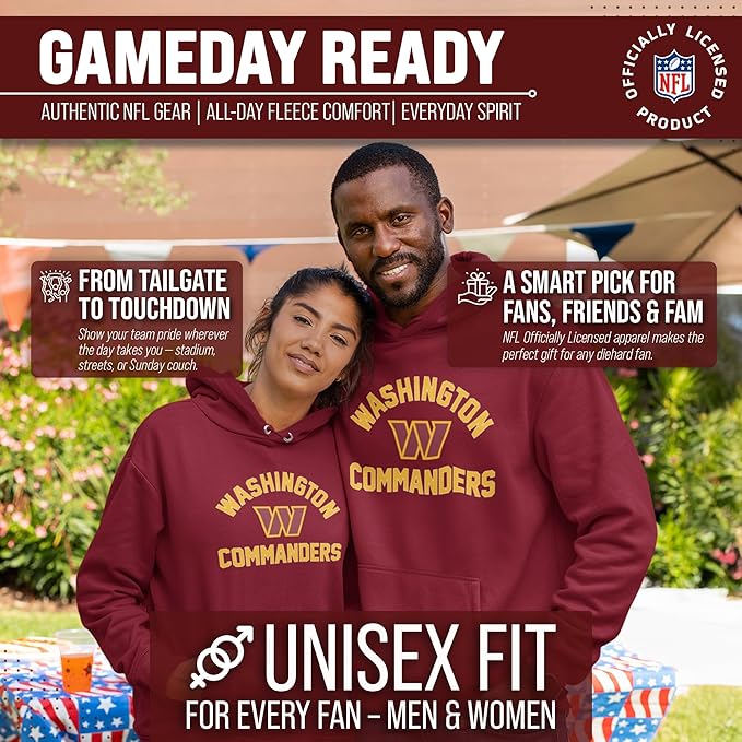 Team Fan Apparel NFL Adult Gameday Hooded Sweatshirt - Poly Fleece Cotton Blend - Stay Warm and Represent Your Team in Style