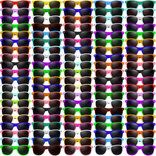 100 Pack 20 Color Neon Sunglasses Party Favors Bulk,80’s Retro Style Perfect Colorful Novelty Sun glasses Set for Birthday Party Supplies,Beach,Pool Party Favors,Goody Bag Favors for Kids Adults