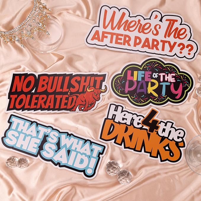 (Party Pack 2) Elevate Your Photo Booth Experience with Our Durable & Waterproof Pack of Signs-Perfect for Weddings, Birthdays, and Photo Booth Businesses - PVC Foamboard Photo Props