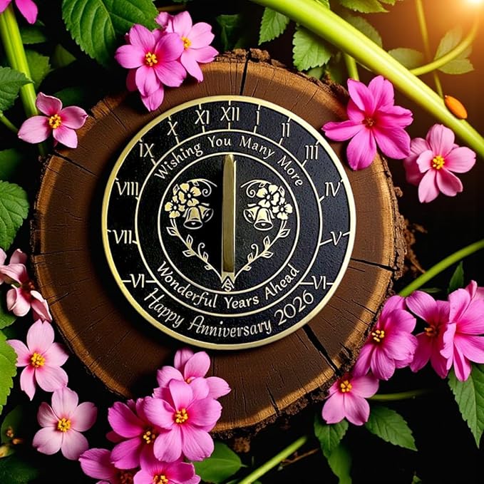 Anniversary Sundial Gift for Any Wedding Anniversary in 2026 - Wonderful Years - Recycled Metal Home Decor Or Garden Present Idea - Handmade in UK for Him, Her Parents Or Couples Celebration