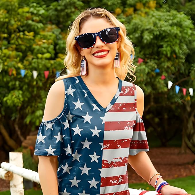 Fsmiling Bulk American Sunglasses USA Flag Sunglasses Patriotic Sunglasses-10/24Pack
