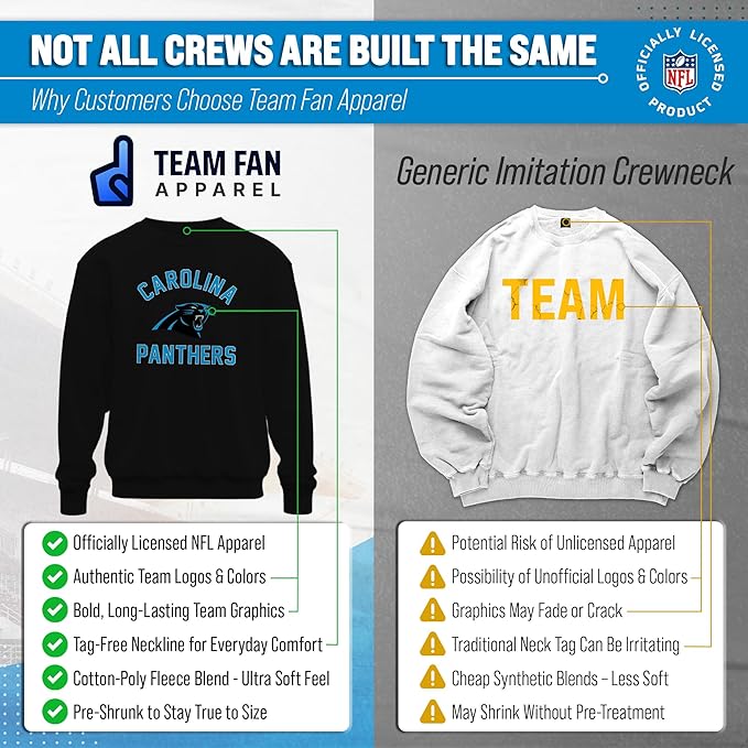 Team Fan Apparel NFL Adult Gameday Football Crewneck Sweatshirt - Cotton Blend - Stay warm, comfortable & stylish on game day