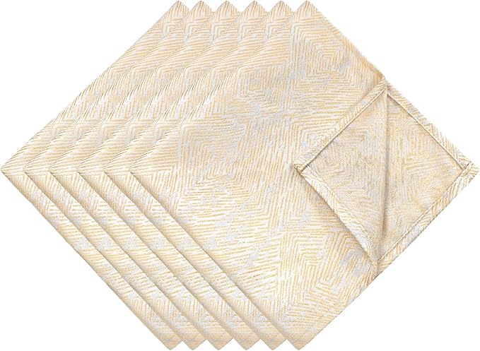 Beige Cloth Napkins Set of 6, Dinner Napkins Washable Soft Durable, Cotton Polyester Blend Yarn-Dyed Jacquard Napkin for Dining, Parties, Weddings, Holiday, 18x18 Inch - Beige