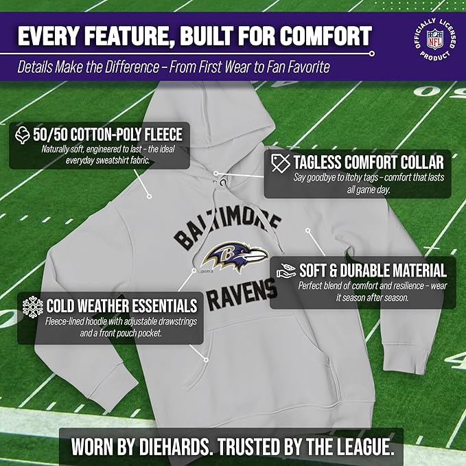 Team Fan Apparel NFL Adult Gameday Hooded Sweatshirt - Poly Fleece Cotton Blend - Stay Warm and Represent Your Team in Style