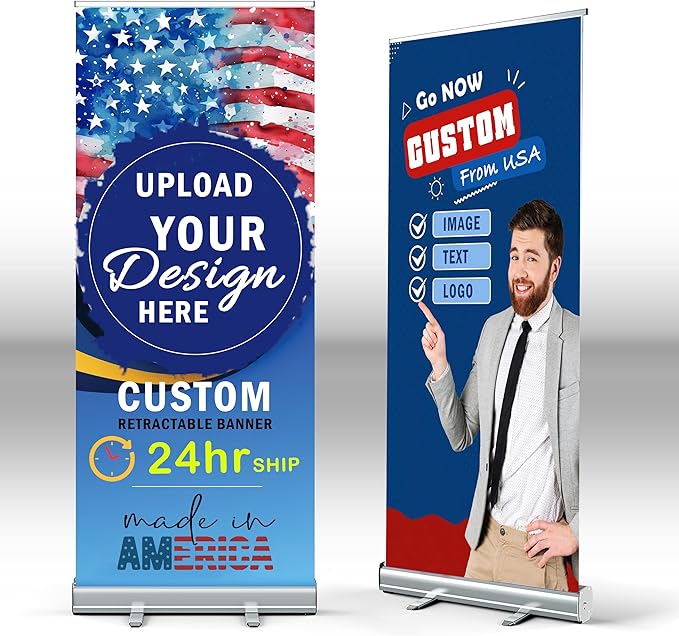 AOK Aluminum Retractable Banner 31x78 inch, Full Color, Conference Display, Trade Show Promotion Sign with Stand and Travel Case