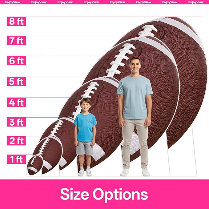 Football Cardboard Cutout, 5FT Life Size Cutouts Decor for Sports Themed Party Backdrop, Photo Booth Props, Birthday Table Centerpieces, Football Game Stand Up Display