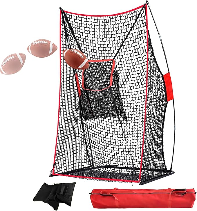 Football Kicking Net - Portable Practice Net with Target Zone for Backyard Punting Passing Snapping Accuracy - Sideline Training Tool for Improving Skills & Confidence for Adults Kids