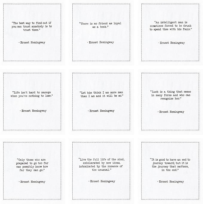 Five Star Hemingway Quotes | White Cotton Cocktail Napkins | 50 Luxury Disposable Beverage Napkins with Witty Bar Quotes | Drink Napkins for Parties, Bars, Weddings & Game Nights